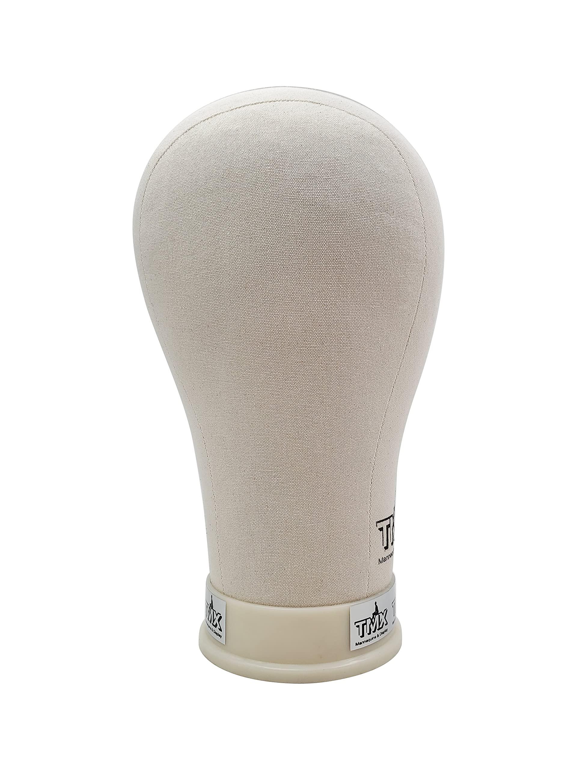 TMX MANNEQUINS & DISPLAY TMX Canvas Mannequin Wig Head Display 100% Cork for Wig Making, Weave (21\"-12\")