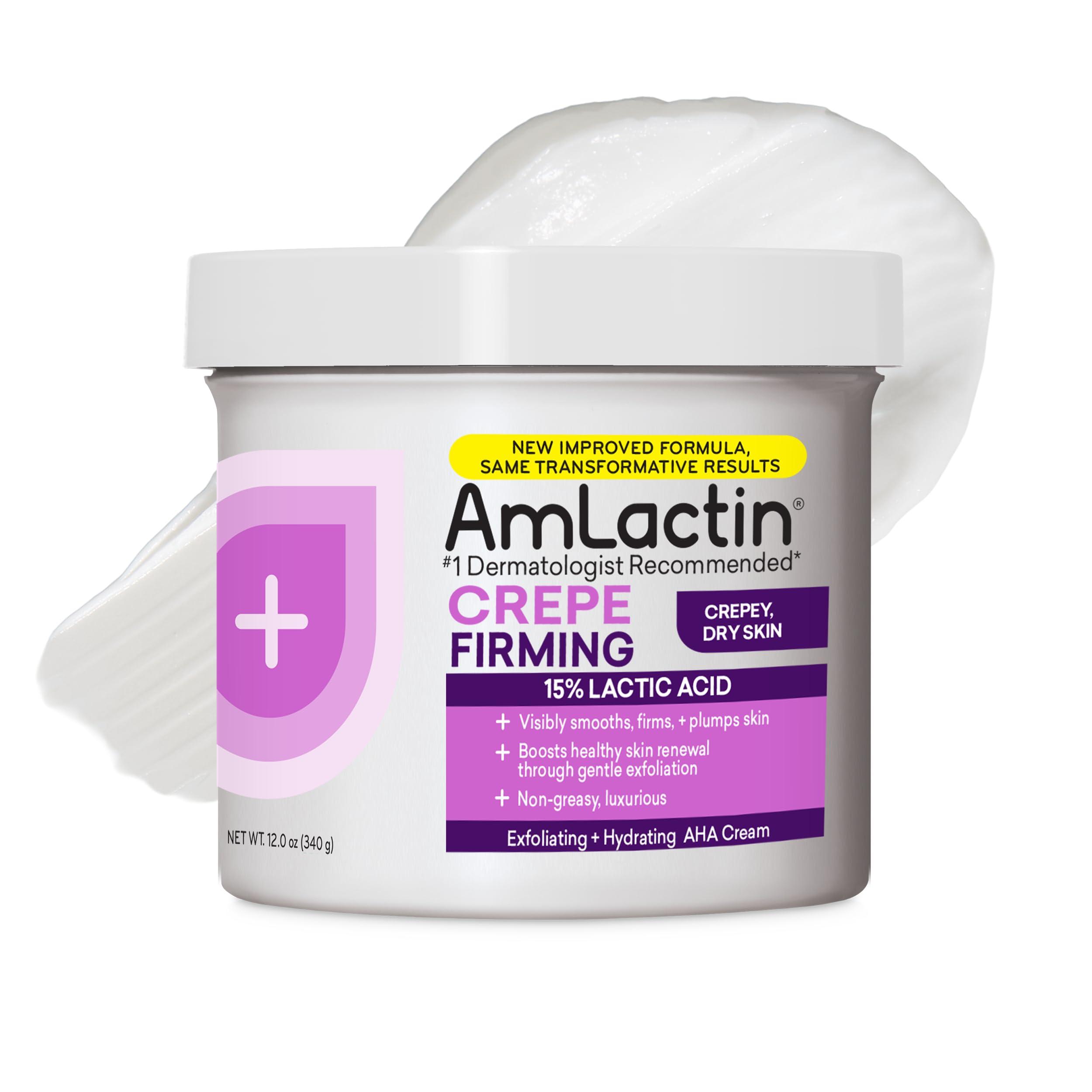 AmLactin AmLactin Crepe Firming Cream - 12 oz Body Cream with 15% Lactic Acid - Exfoliator and Moisturizer for Crepey, Dry Skin