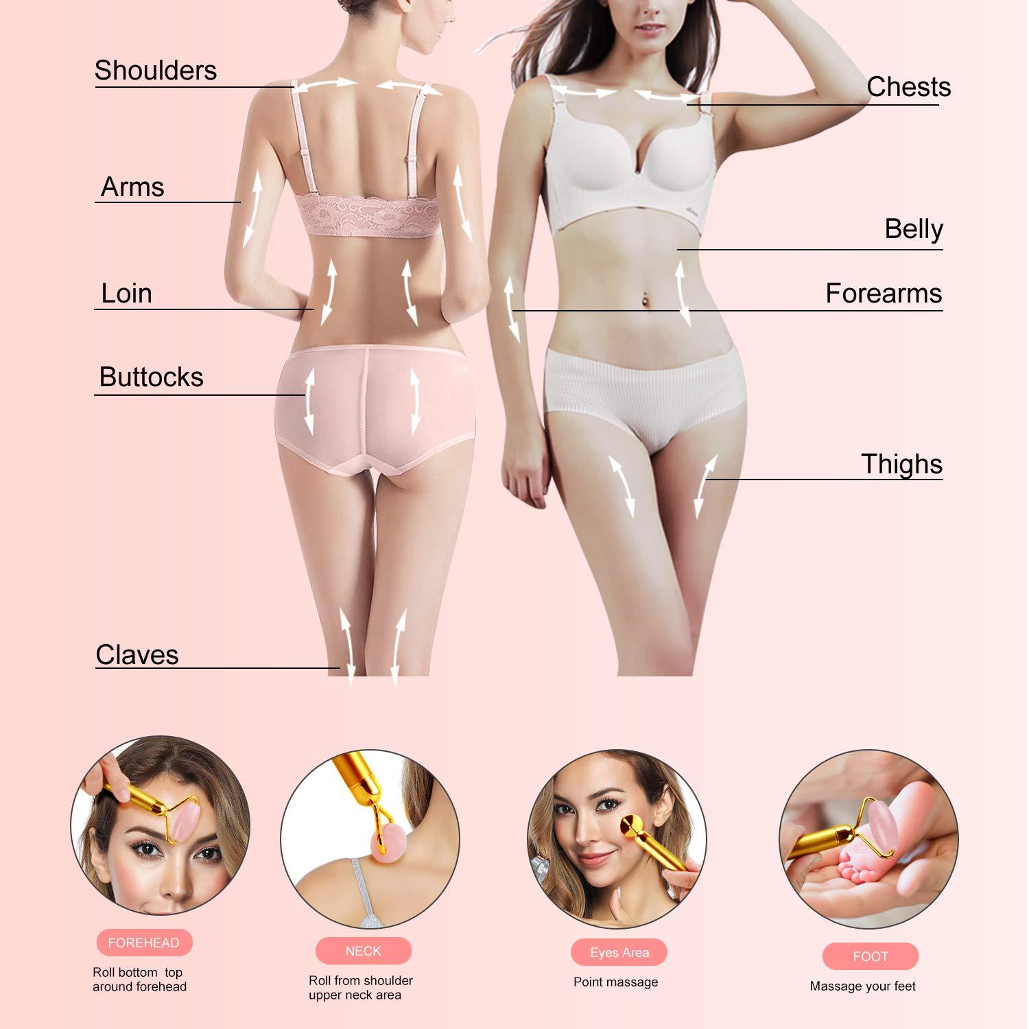 DANGSHAN DANGSHAN 2-in-1 Electric Jade Roller Massager Facial Roller & Face Massager, Rose Quartz