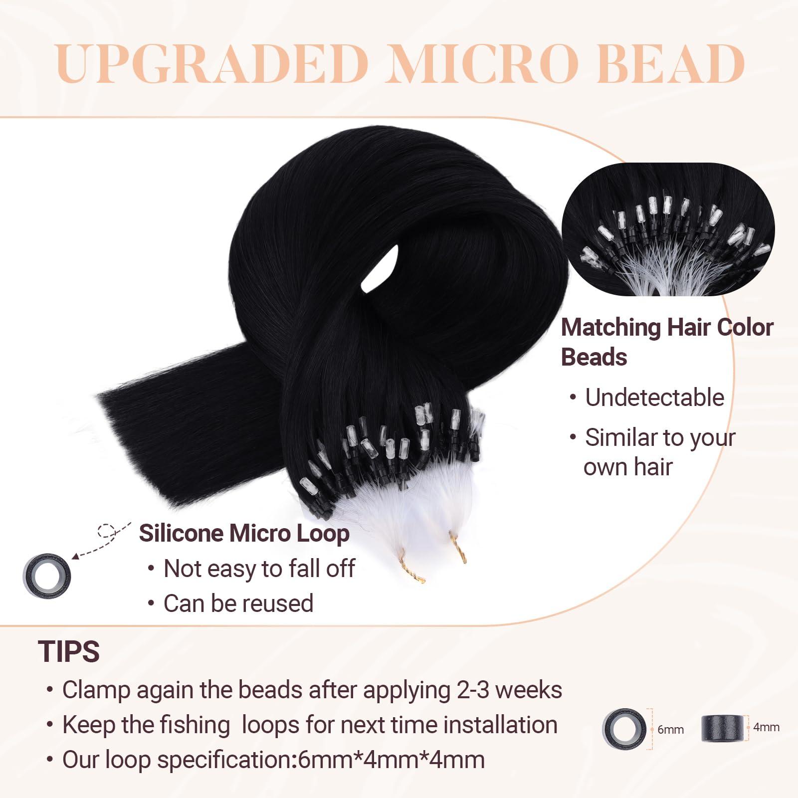 MAXITA MAXITA Microlink Hair Extensions Human Hair, Micro Bead Hair Extensions Virgin Human Hair, 50g/50 Strands/Pack,