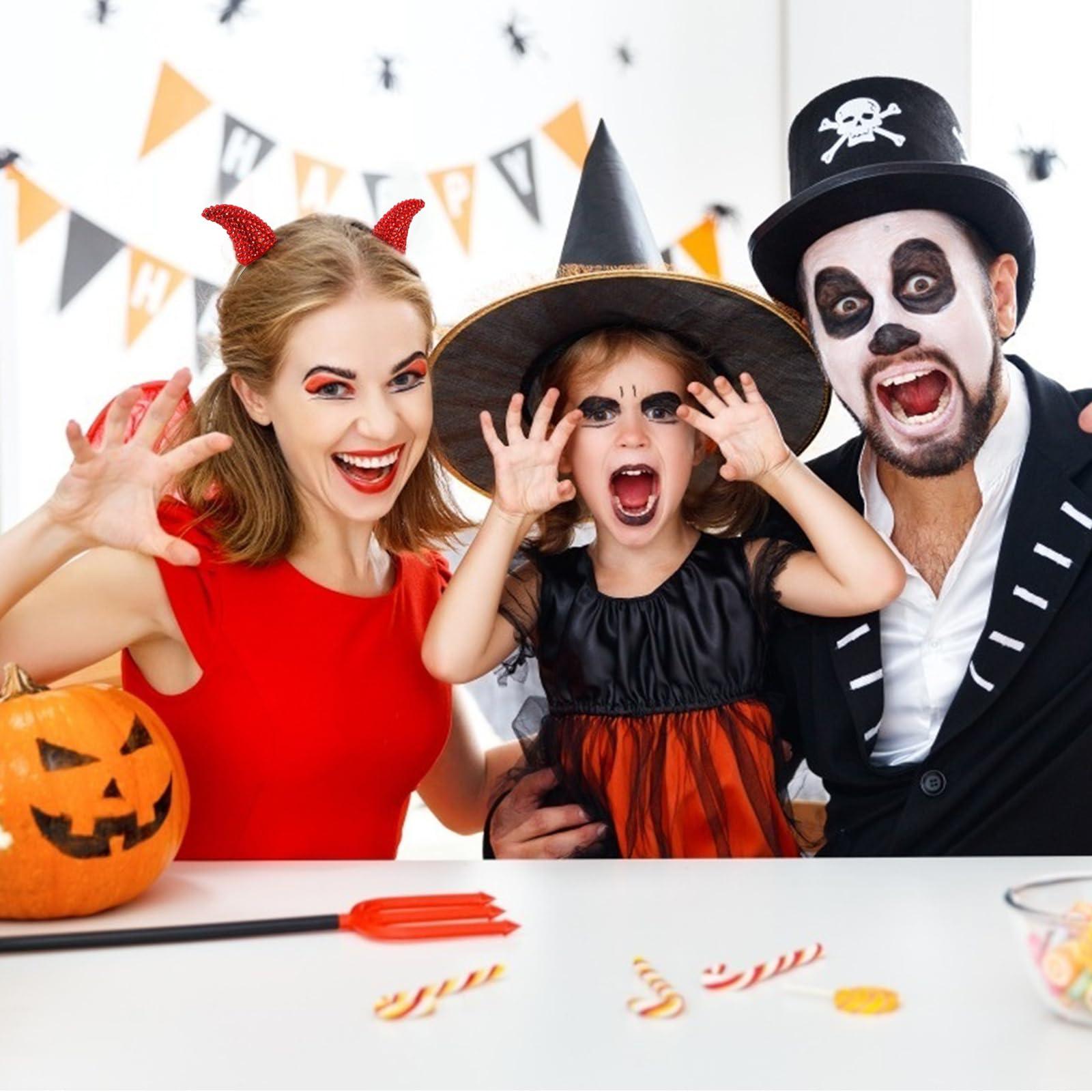 Healvian Healvian Halloween Devil Horns Hair Clip, Hair Clips Devil Halloween Head Prop,Halloween Red Horn Hairpins,Vampire Devil Headdress Halloween Dress Up Cosplay Costume