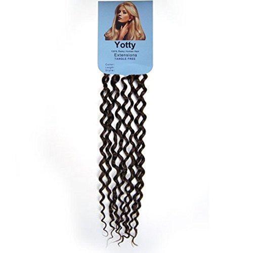 Yotty Yotty Remy Human Hair Extensions Easy Loop Micro Rings Bead Tip Curly Hair (04 Medium Brown)