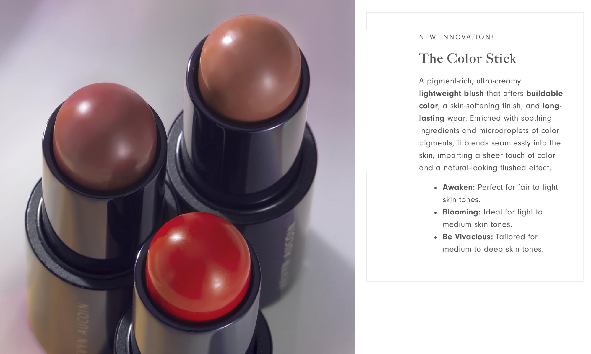 Kevyn Aucoin Kevyn Aucoin The Color Stick, Blooming color (light to medium skin tones): Makeup blush. Buildable. For cheeks, nose, forehead, or eyes. Velvety texture with satin finish. Made in Italy.