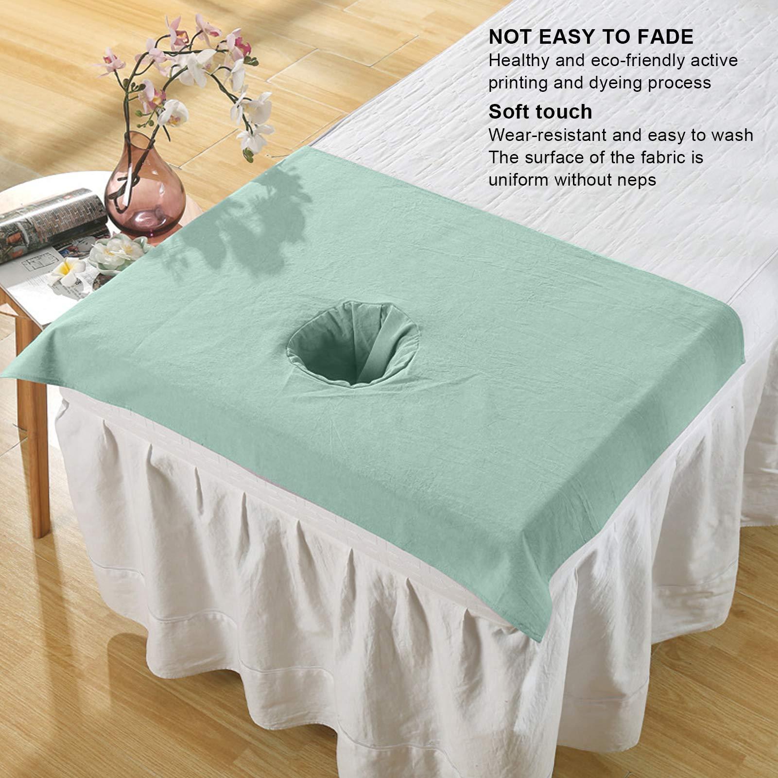 TITA-DONG 27.6 x 39.4in Beauty Salon Massage Bed Sheet, Skin Friendly Cotton Massage Table Cover with Face Hole, Easy Cleaning Reusable Massage Bed Cover For Sheets, Suitable for Massage Spa Tattoo(Dark Green)