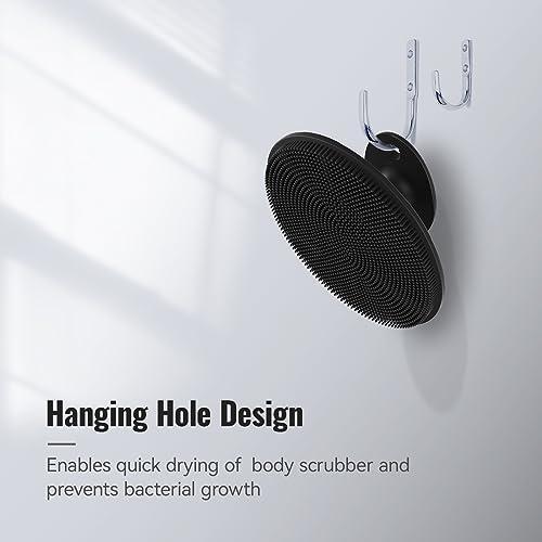 Ithyes Ithyes Silicone Body Scrubber Exfoliating Body Brush for Men Women Lathers Well Easy to Clean More Hygienic Than Loofah Shower Scrubber Face Scrubber for Sensitive Skin 1 Pack (Black)