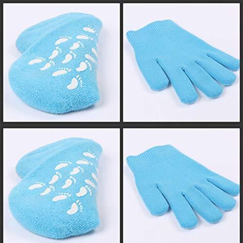 AnHua AnHua 1 Pair Gel SPA Moisturizing Gloves Soft Cotton Moisturizing Whitening Exfoliating Foot Mask Smooth Skin Care Dry Treatment (Blue)
