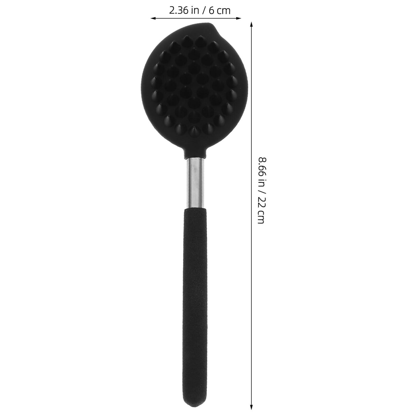 Beavorty Beavorty Exfoliating Body Scrubber Silicone Back Scrubber Retractable Long Handle Bath Body Brush Double Sided Shower Brush Body Exfoliator for Men Women Black Scrubber for Shower