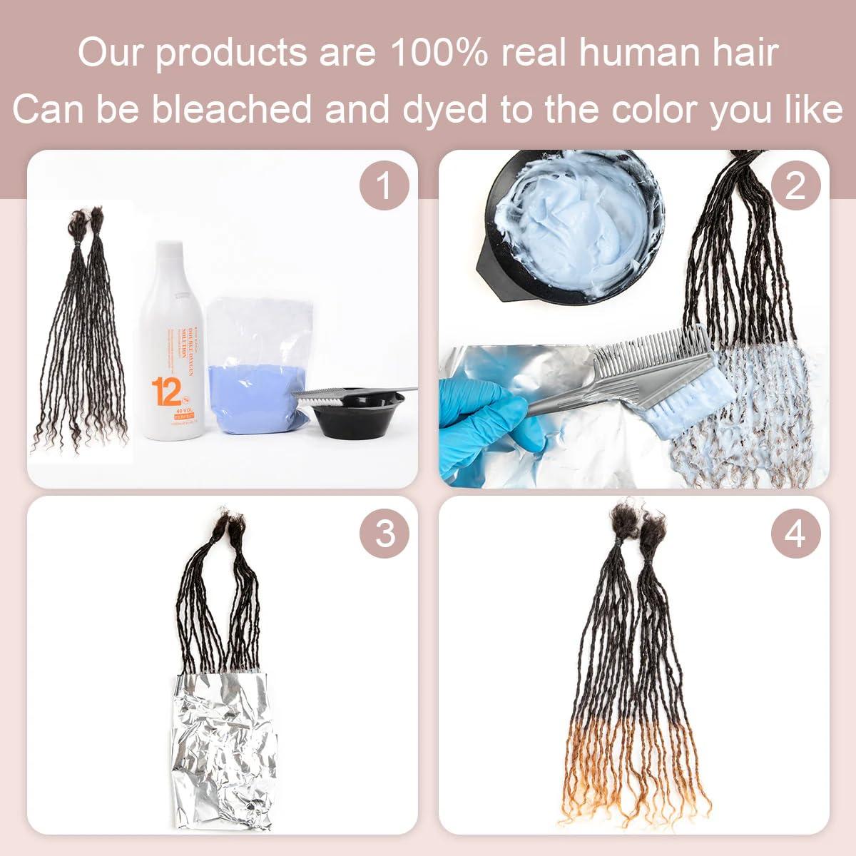 originea Originea 8-18 Inch 0.2 Thickness Curly Tips Interlocked sisters Locs 100% Real Human Hair Micro loc Extensions Permanent Dreadlock Extensions Natural Looking Locs (1B# 0.2cm, 8 Inch 30 Strands)