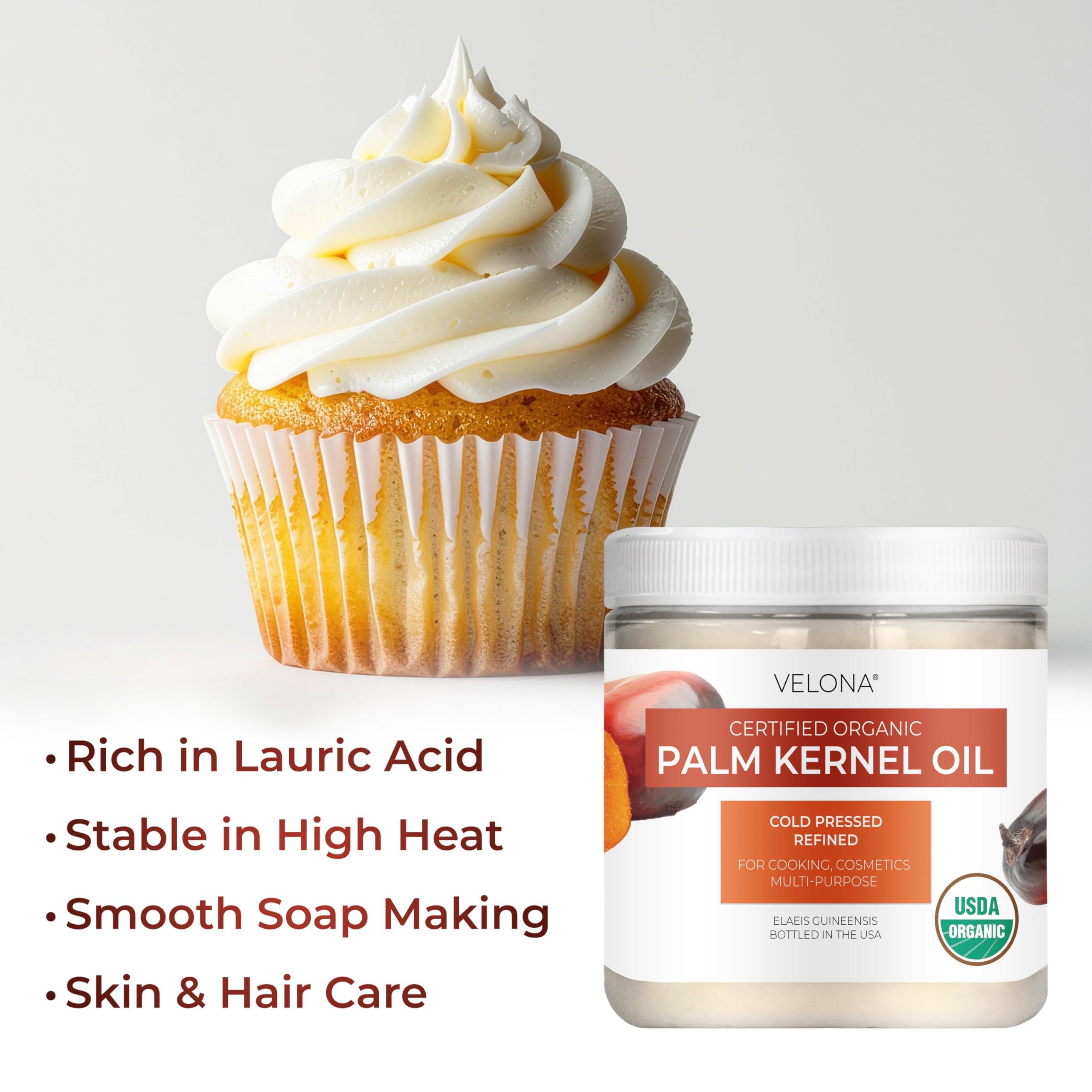 velona velona USDA Certified Organic Palm Kernel Oil - 8 oz | 100% Pure and Natural Carrier Oil | Refined, Cold Pressed | Face, Hair, Body & Skin Care | Use Today - Enjoy Results