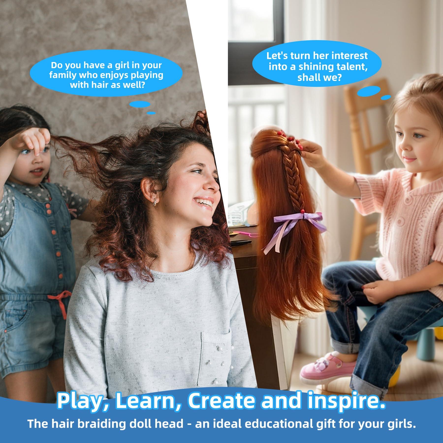 PERFEHAIR PERFEHAIR Doll Head for Hair Styling,Kids & Girls Small Mannequin with Soft Brown Hair, Braiding & Cosmetology Practice, Includes Clamp & Styling Tools