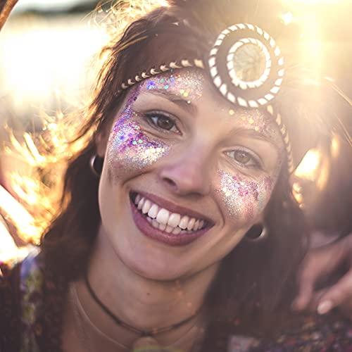 Hemway Hemway Eco Friendly Biodegradable Glitter 100g / 3.5oz Bio Cosmetic Safe Sparkle Vegan for Face, Eyeshadow, Body, Hair, Nail and Festival Makeup, Craft - Extra Chunky (1/24" 0.040" 1mm) - Gold