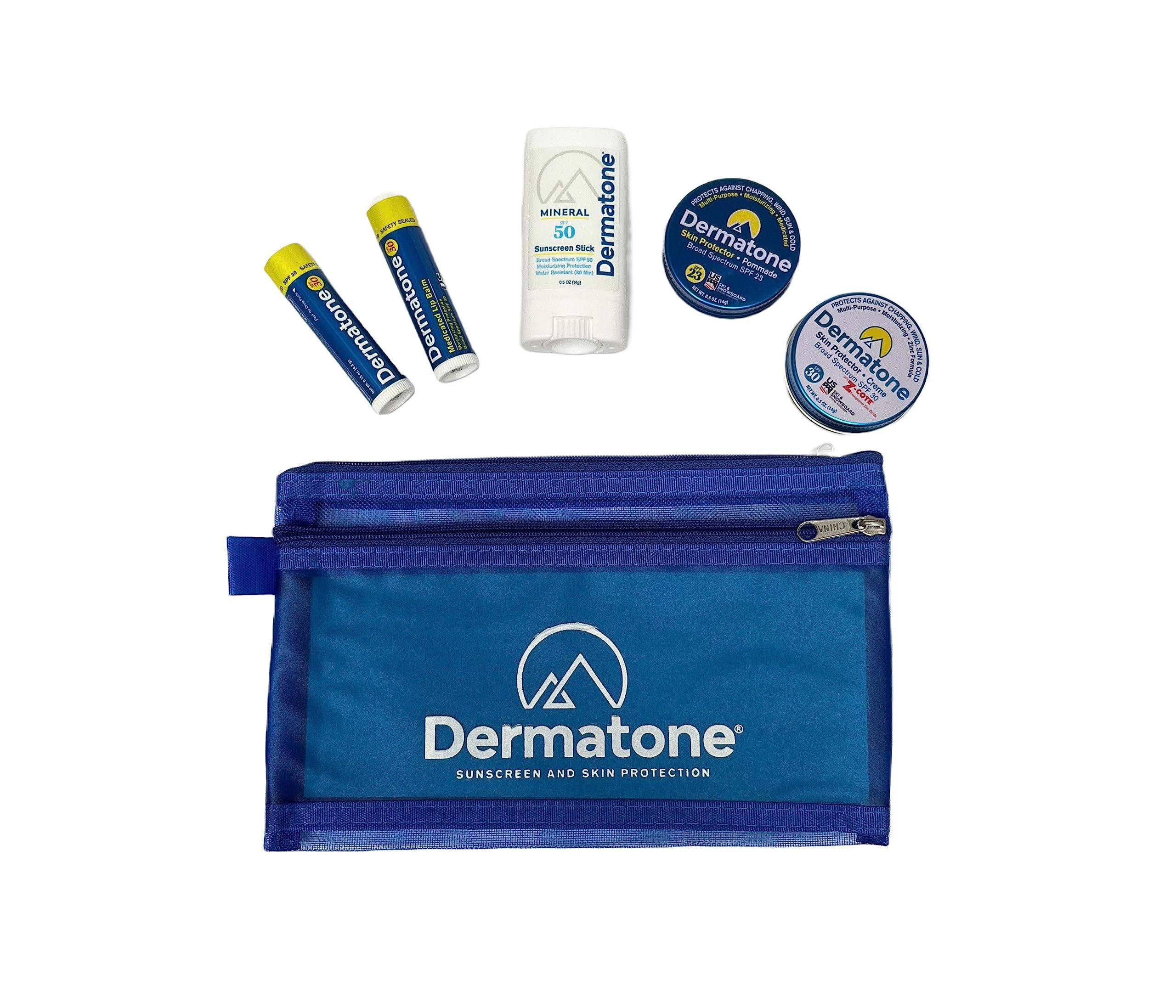 DERMATONE Dermatone Outdoor Protection Kit Holiday Gift | Contains 4 of our Sunscreen, Skin Protection Products | Classic Tin, Z-Cote, Mineral Sunscreen Stick & 2 Medicated Lip Balms