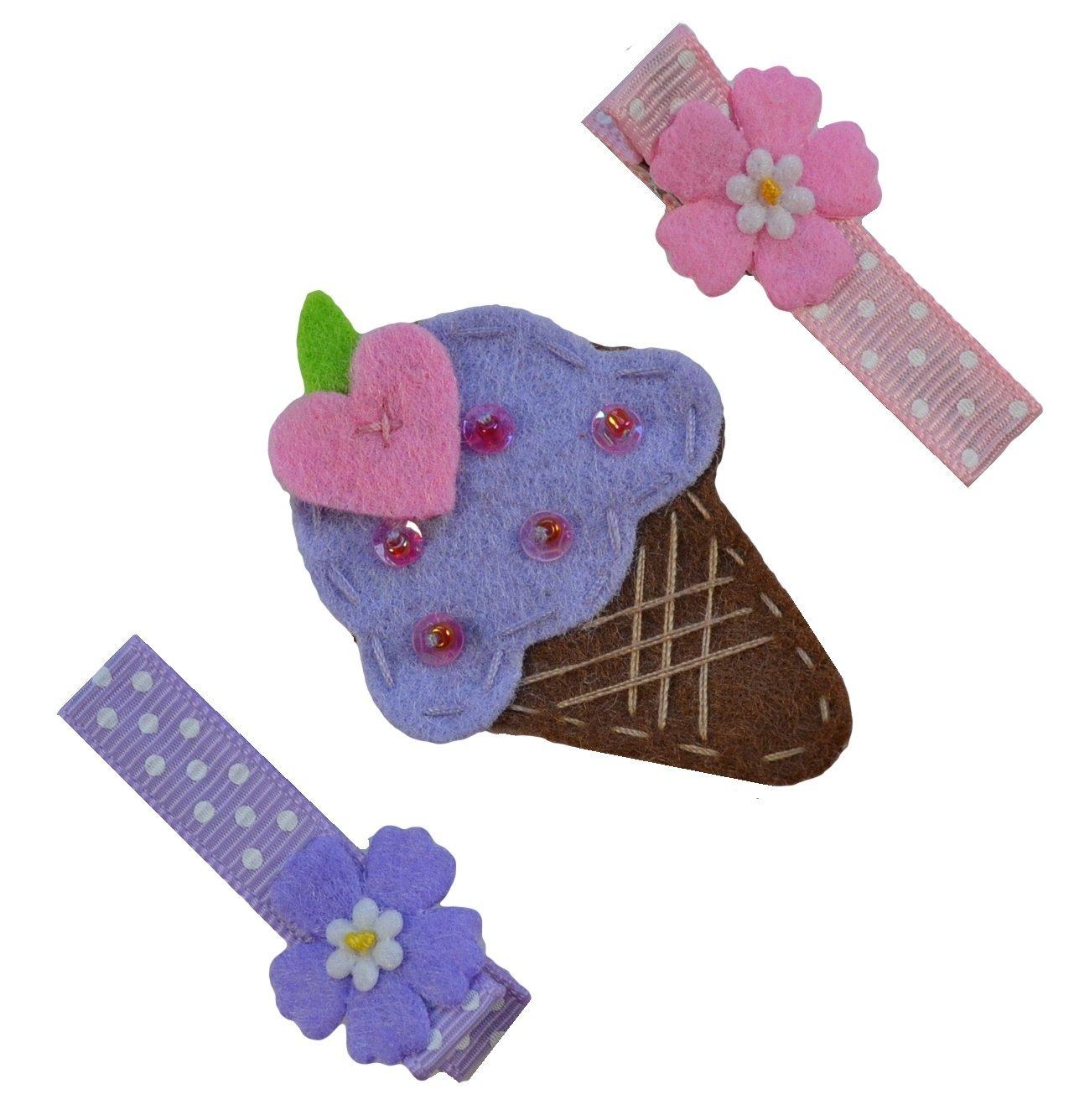 Funny Girl Designs No Slip Ice Cream Cone Children's Hair Clip Set