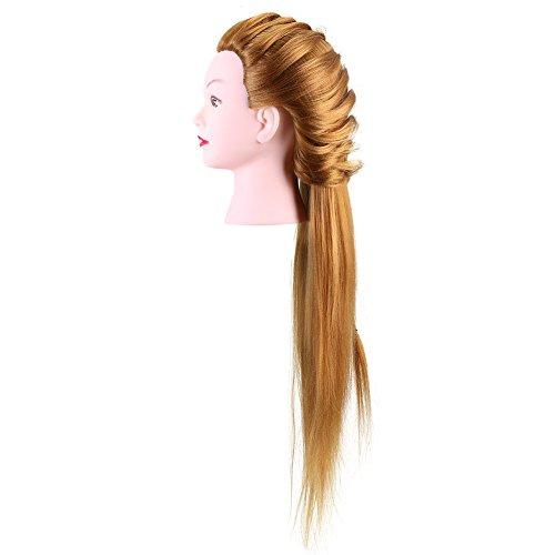 Cimenn Hair Practice Manikin Head, Makeup Mannequin Head Long Straight Hair Dresser & Practice Long Training Head Golden Synthetic Hair with 40% Real Hair Braiding Manikin Head Doll Cosmetology Head