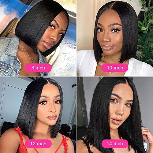 oulaer HD Invisible Lace Front Wig Short Bob Wigs 13x4 Transparent Lace Human Hair Wigs Pre Plucked With Baby Hair Straight Bob Wigs Brazilian Virgin Hair For Black Women(150% Density,14Inch)