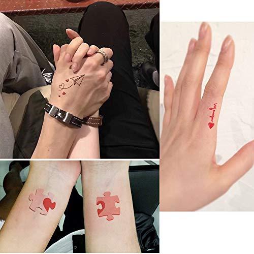 Fanoshon Fanoshon Love Heart Temporary Tattoos for Adults Teens, 10 Sheets Romantic Cartoon Sweet Love Couples Fake Body Tattoo Stickers for Valentine's Day Women Wedding Party Christmas Gift Party Favors