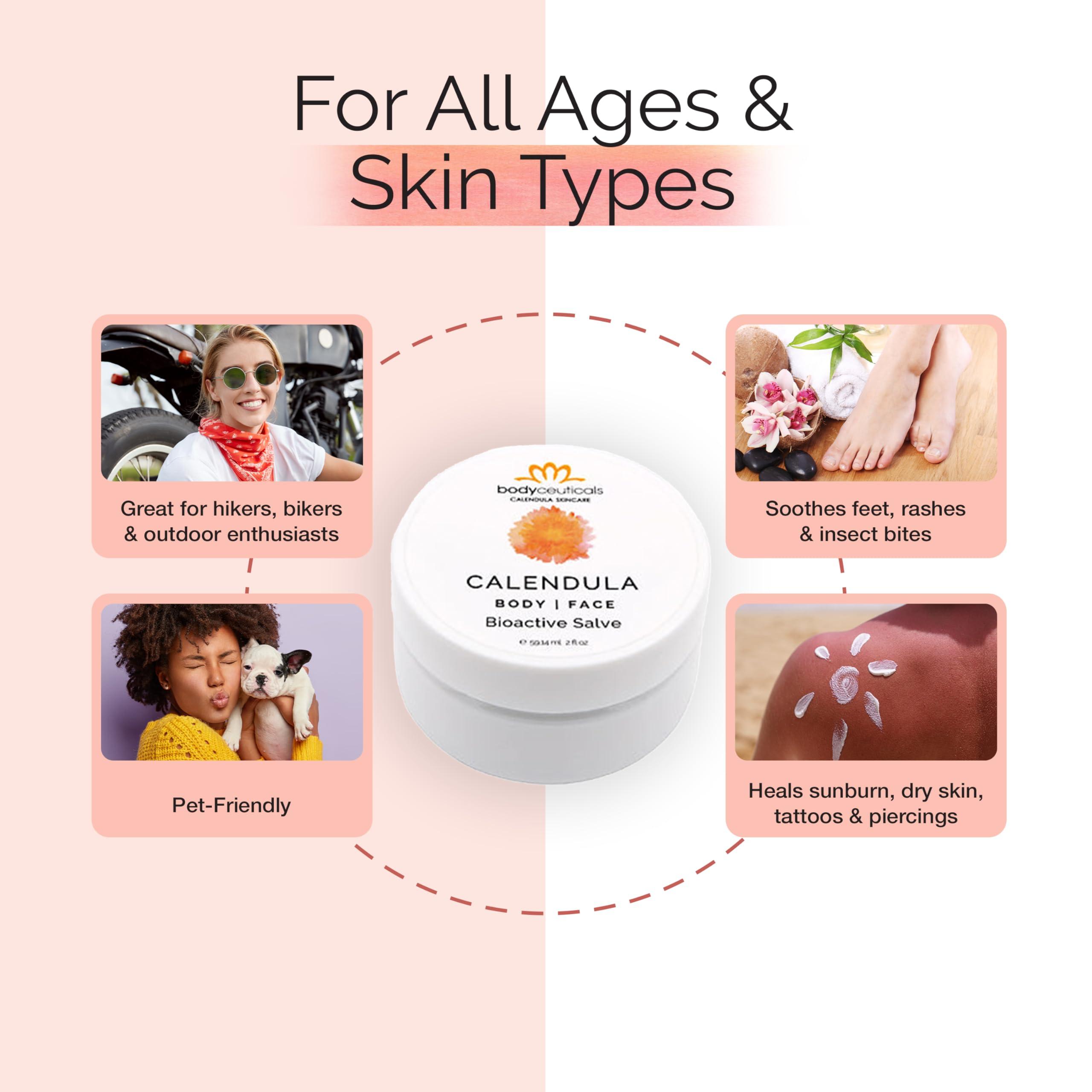 Bodyceuticals Bodyceuticals Bioactive Calendula Salve Jar with Beeswax Antioxidant-Rich Multi-Purpose Balm for Skin | Nourishing | Gluten free | Soy free | non-GMO | recyclable tube | Travel-Friendly | 2 oz