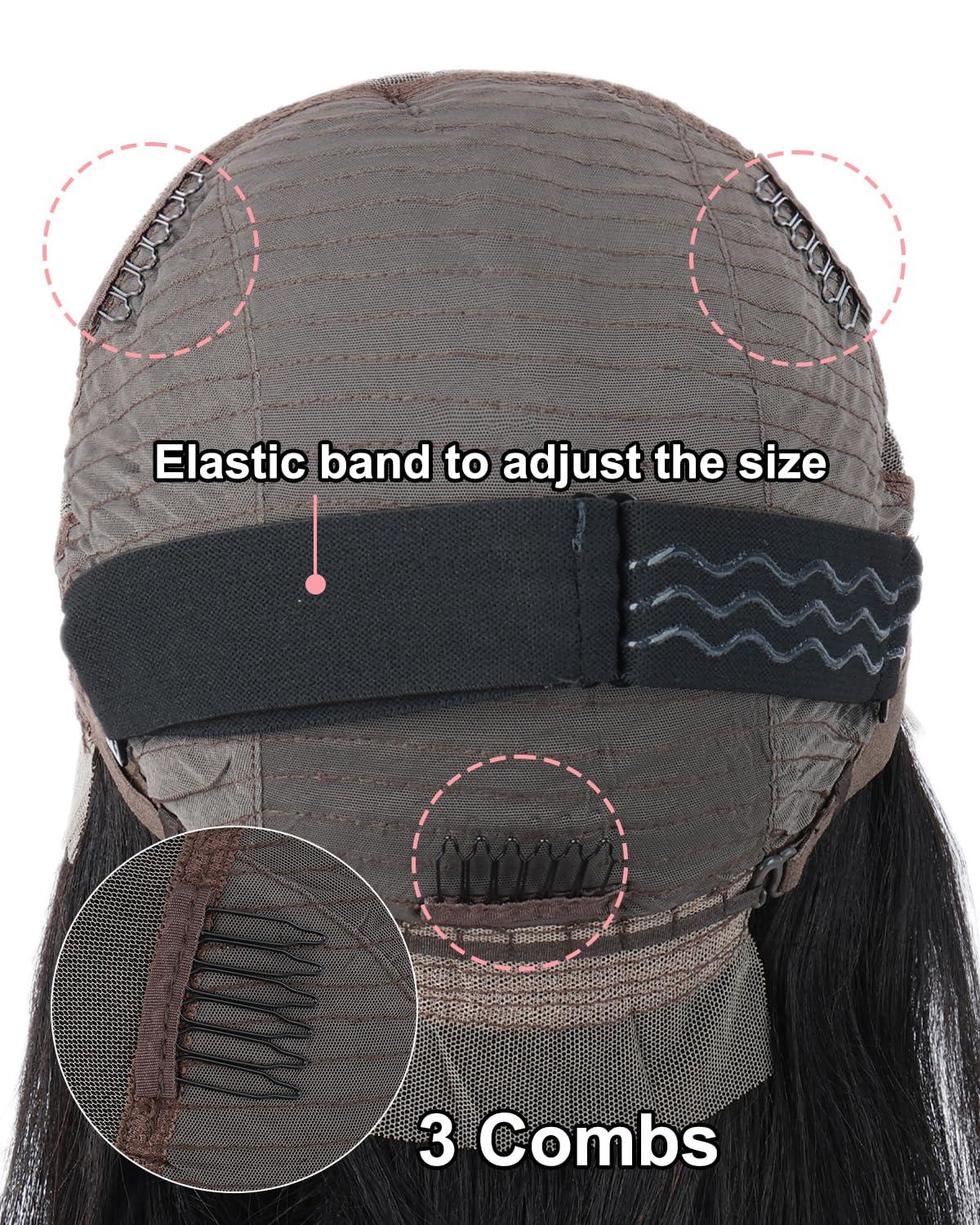 Kerriana 20 22 24 inch kinky straight bundles with 12 inch yaki straight 13x4 lace front bob wig