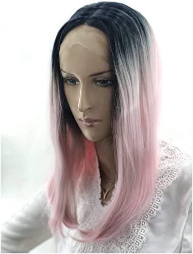 GeRRiT Wigs European and Gradient Pink Wig with Long Straight Hair Naturally Supple Pink Long Straight Hair Synthetic Braided Hair (Color : 10inch)