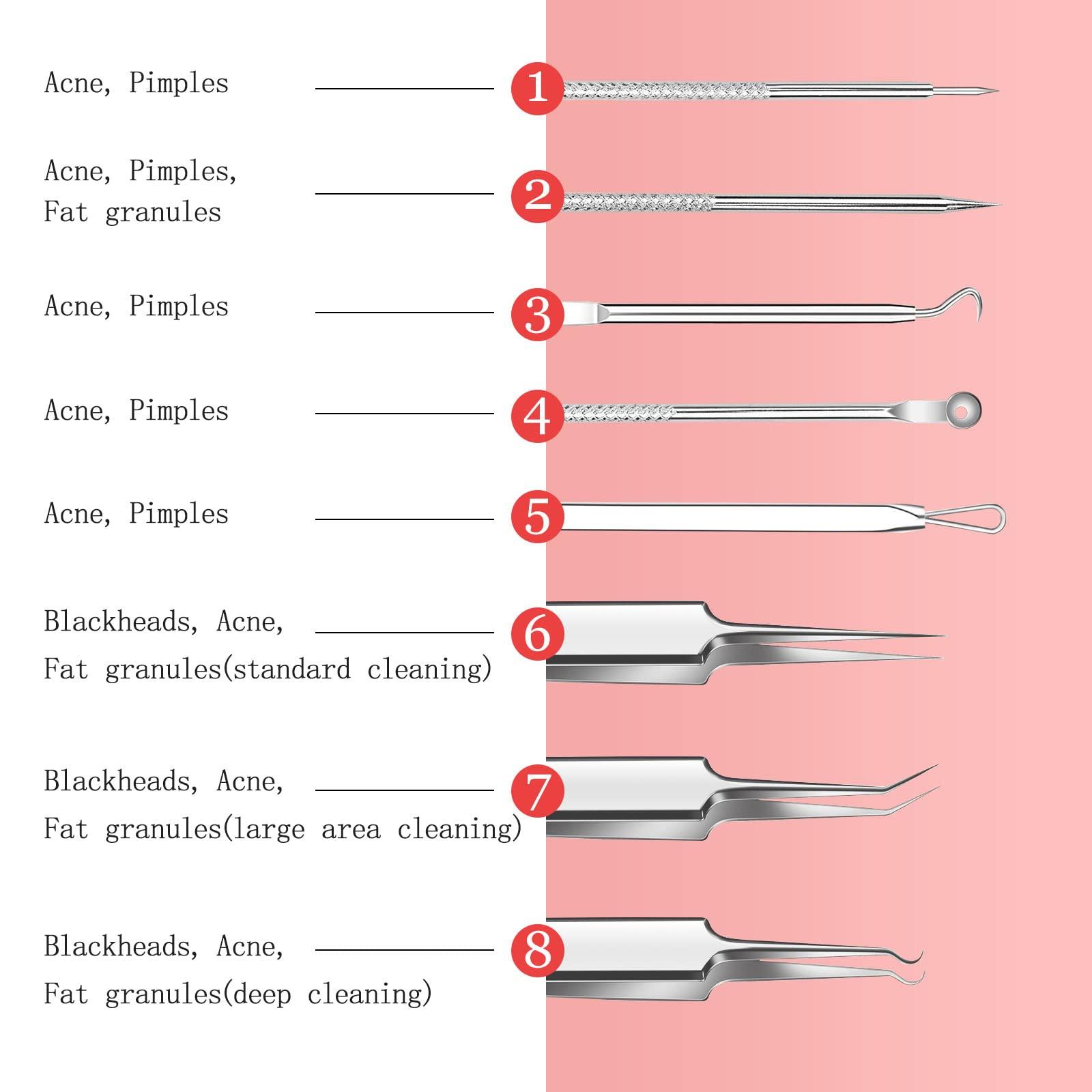 ritarga Blackhead Remover 8PCS Stainless Steel Pimple Popper Tool Kit with Portable Metal Case Whitehead Blemish Removal Tool