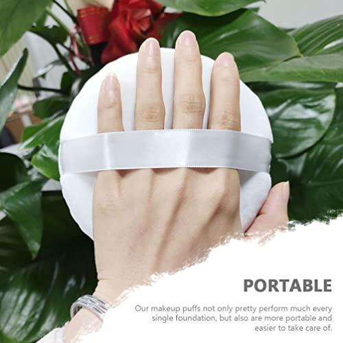 FOMIYES FOMIYES 4pcs Large Round Powder Puff Large Powder Puff Plush Makeup Powder Puff Body Puff Round Crackers Loose Powder Ribbon Powder Puffs Cosmetic Puffs Powder Makeup Puffs Fluffy Decorate