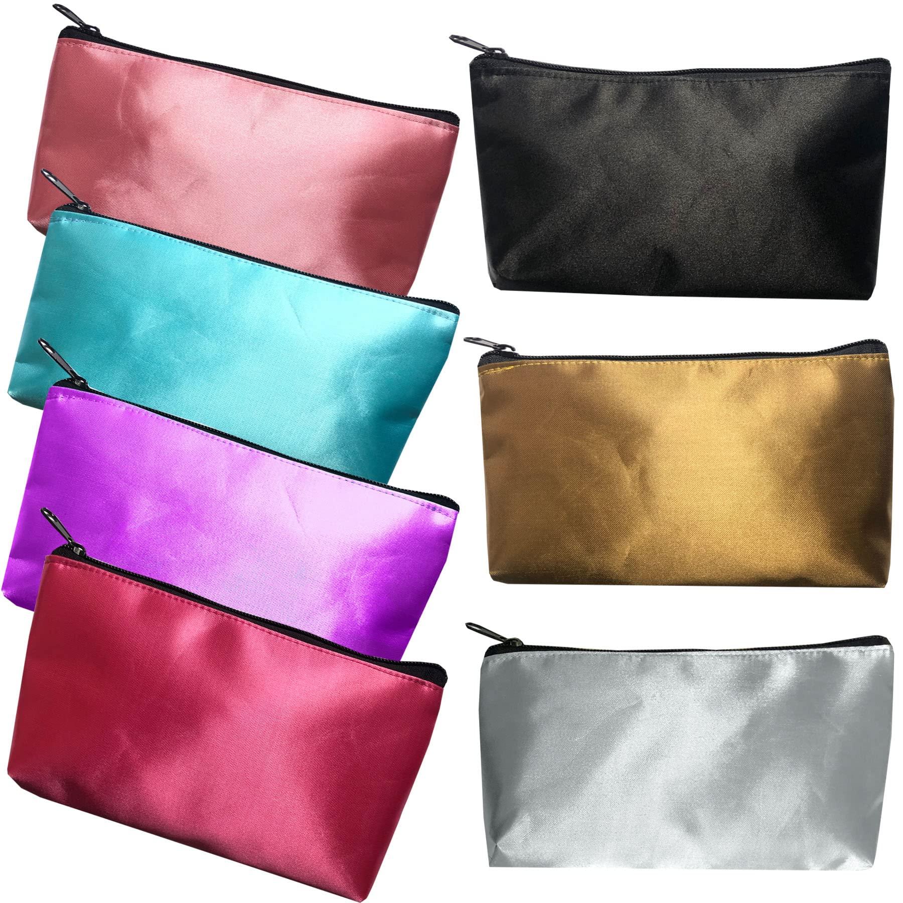 HappyDaily HappyDaily Pack of 7 Fashion Design Muliti-functional Bag Using as Makeup bag or Cosmetic Pouch or Travel Toiletry or Carrying Purse (Pink/Sky Blue/Hotpink/Purple/Gold/Silver/Black)