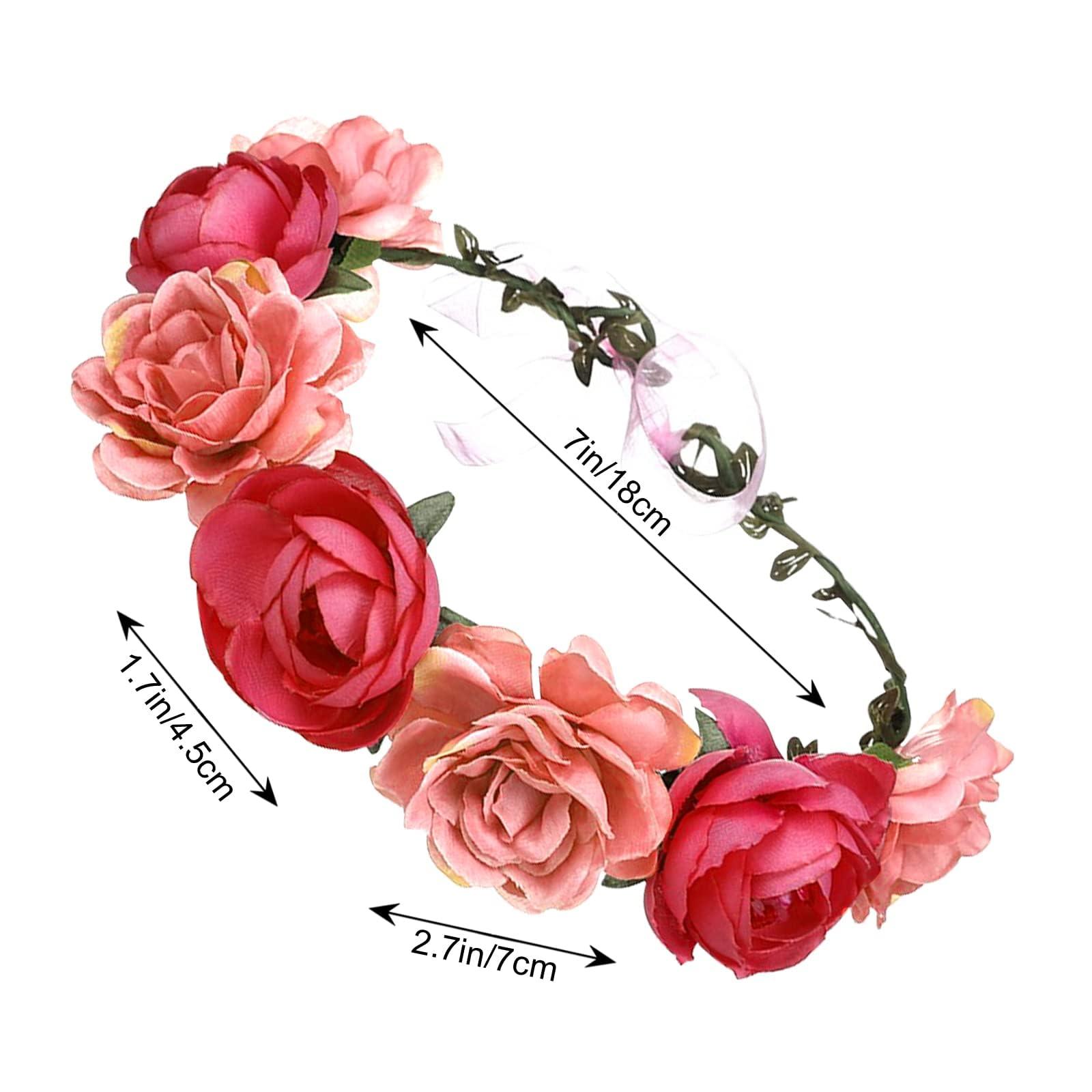 AEGYPIUS AEGYPIUS Flower Crowns for Women, 7 Inches Floral Rose Crown Headpiece Rose Headband for Women Rose Flower Crown Floral Crowns for Women Rose Headpiece Red Rose Headband for Women Red Rose Crown