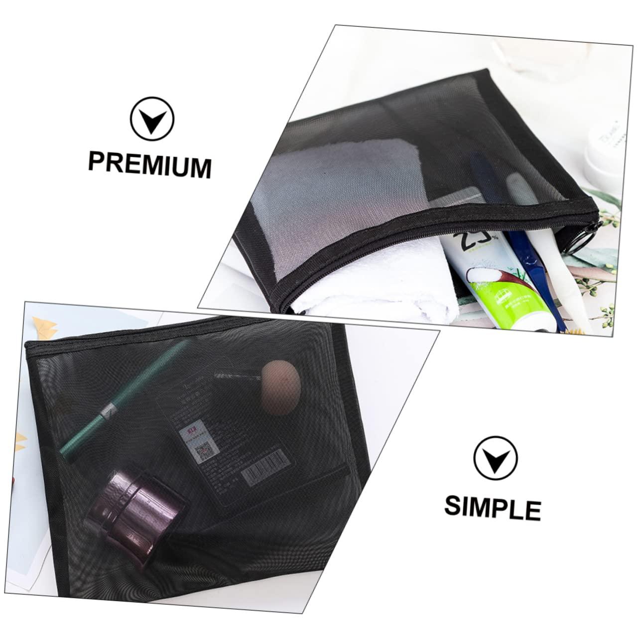 Ipetboom Ipetboom 5pcs Mesh Cosmetic Bag Travel Cosmetic Case Wallet Women Travel Toiletry Bag Makeup Bag Clear Bags Zippered Tote Makeup Kits for Women Travel Makeup Case Pouches Wash Pouch Black