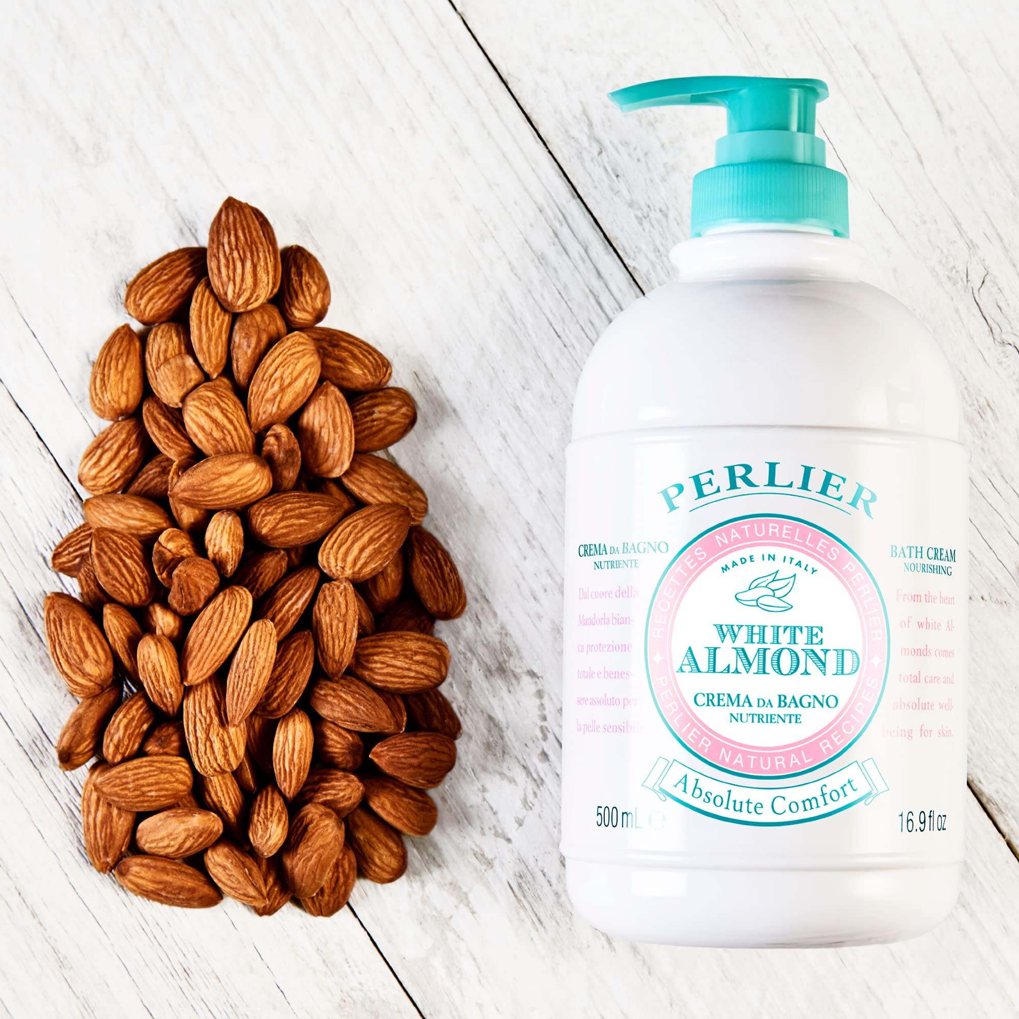 Perlier Perlier White Almond Shower & Bath Cream - Nourishing & Soothing Luxury Bath Cream Made with Almond Oil for Deep Moisturization and Hydration (16.9 Fluid Oz.)