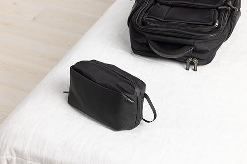 Brookstone Brookstone Compact Toiletry Kit - Vegan Leather Travel Toiletry Bag with Side Grab Handle - Hygiene Bag Toiletry Organizer, Black