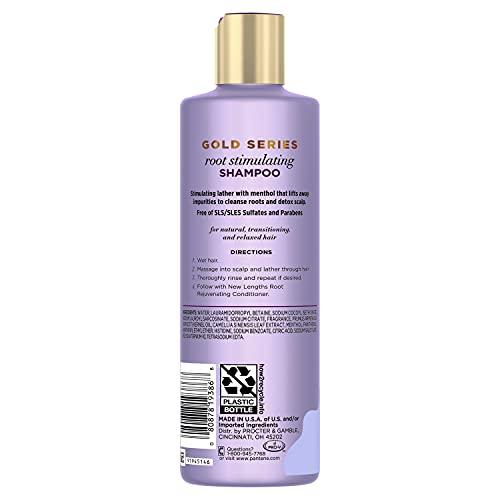 Pantene Pantene Gold Series New Lengths Root Stimulating Shampoo with Apricot Oil & Green Tea, for Natural, Textured, Curly, and Coily Hair, Sulfate-Free, Paraben Free, 8.5 Fl Oz