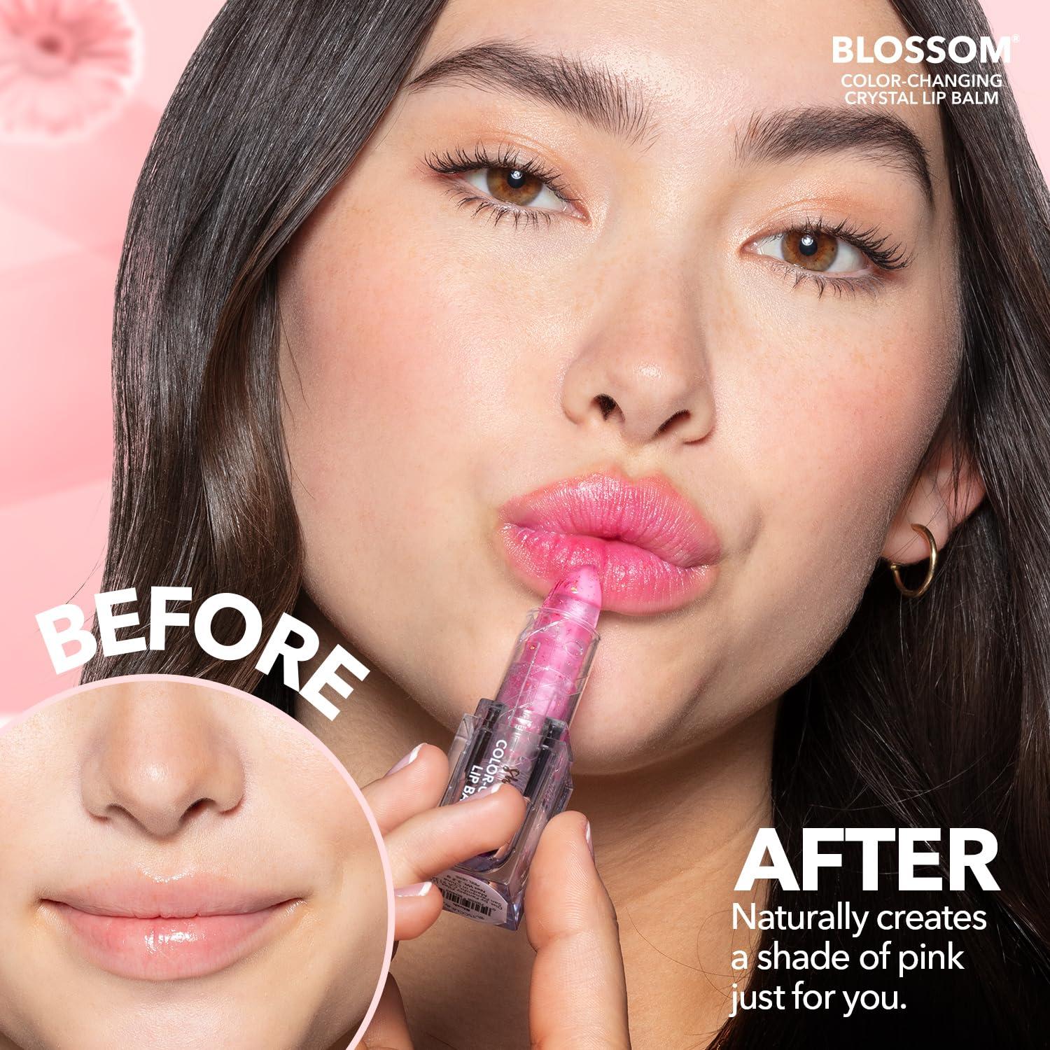 Blossom Blossom Lip Gloss Moisturizing pH Lip Balm, Strawberry Scented Color Changing Shimmering Lip Stain Tint, Infused with Real Flowers, 3g, Blush