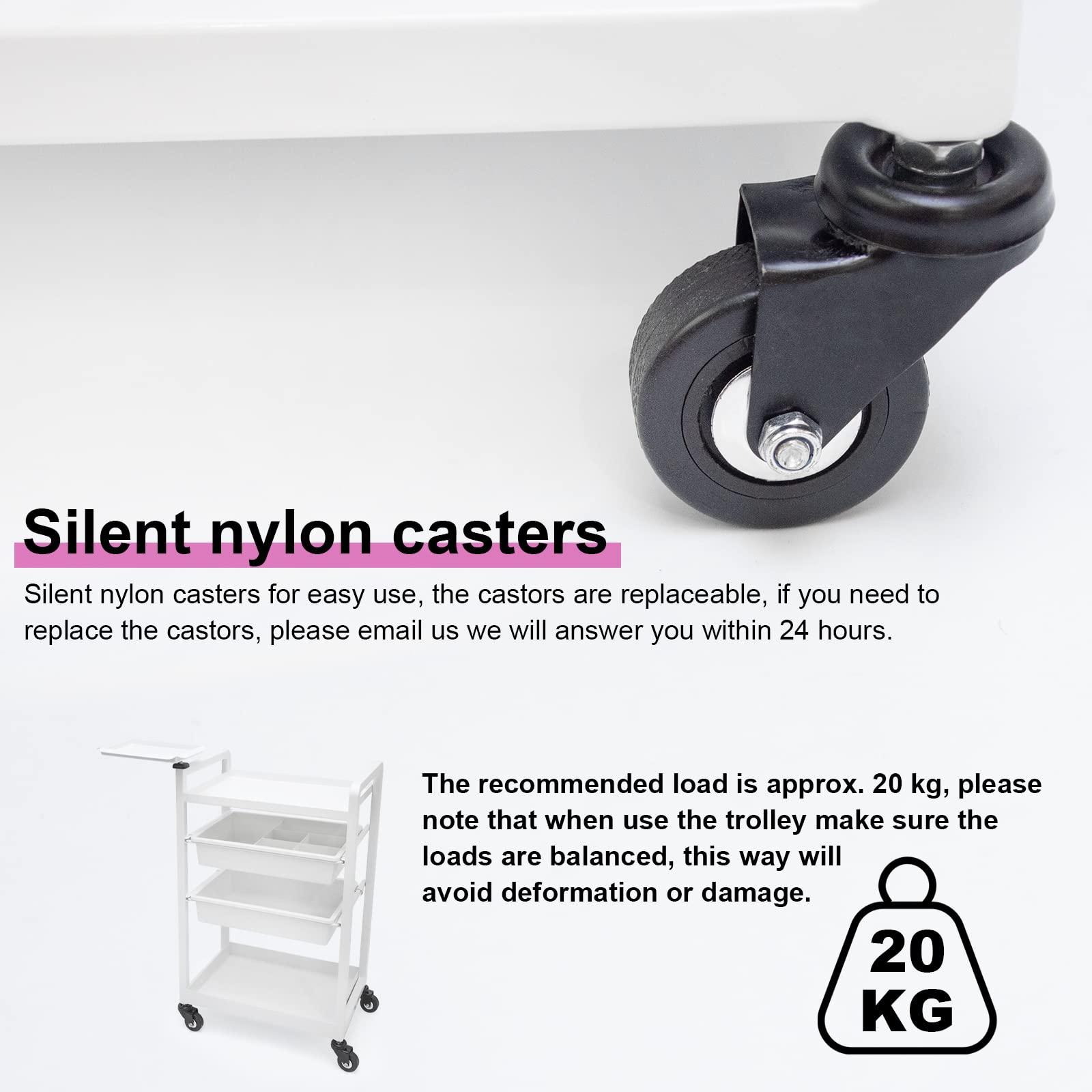 Elitzia Lash Cart Beauty Eyelashes Cart Organizer Esthetician Utility Trolley Salon Spa Rolling Trolley with Wheels Metal Storage Tray Fully Assembled 4 Drawers White Elitzia ETST19