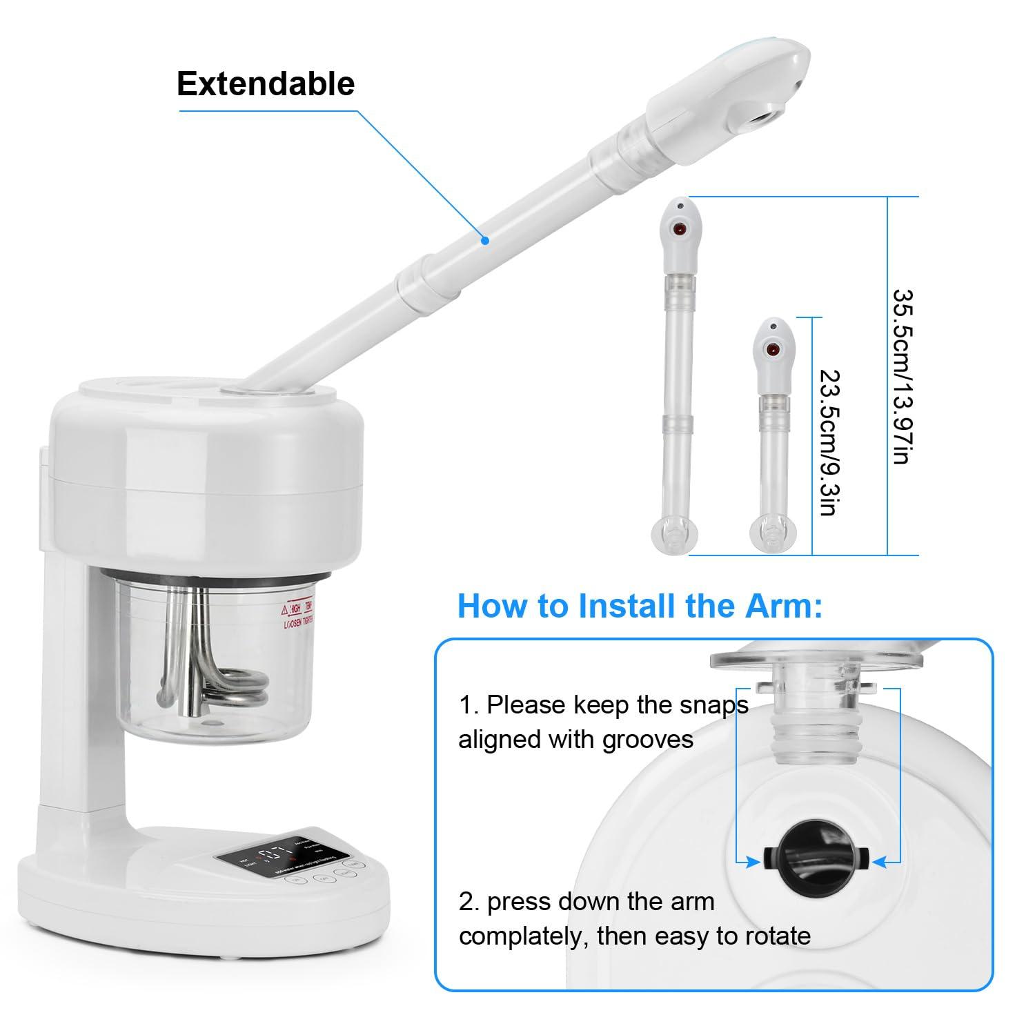 JOSTZHXIN JOSTZHXIN Facial Steamer Nano Ionic Face Steamer with Extendable Arm,Portable Facial Steamer 360Rotating Nozzle Esthetician Steamer for Personal Care at Home or Salon