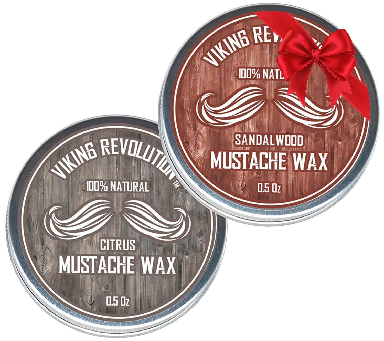 Viking Revolution Viking Revolution Mustache Wax 2 Pack - Beard & Moustache Wax for Men - Strong Hold Helps Train Tame & Style (Citrus & Sandalwood, 2 pack)