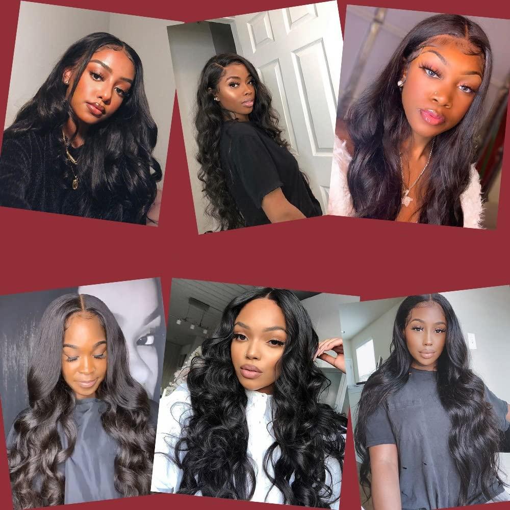 GRFIT Human Hair Bundles Body Wave 3 Bundles with Closure Human Hair Bundles with Closure Brazilian Virgin Body Wave Human Hair Weave Bundles with Lace Closure hair bundle/Hair Extensions (Size : 10 12 14+