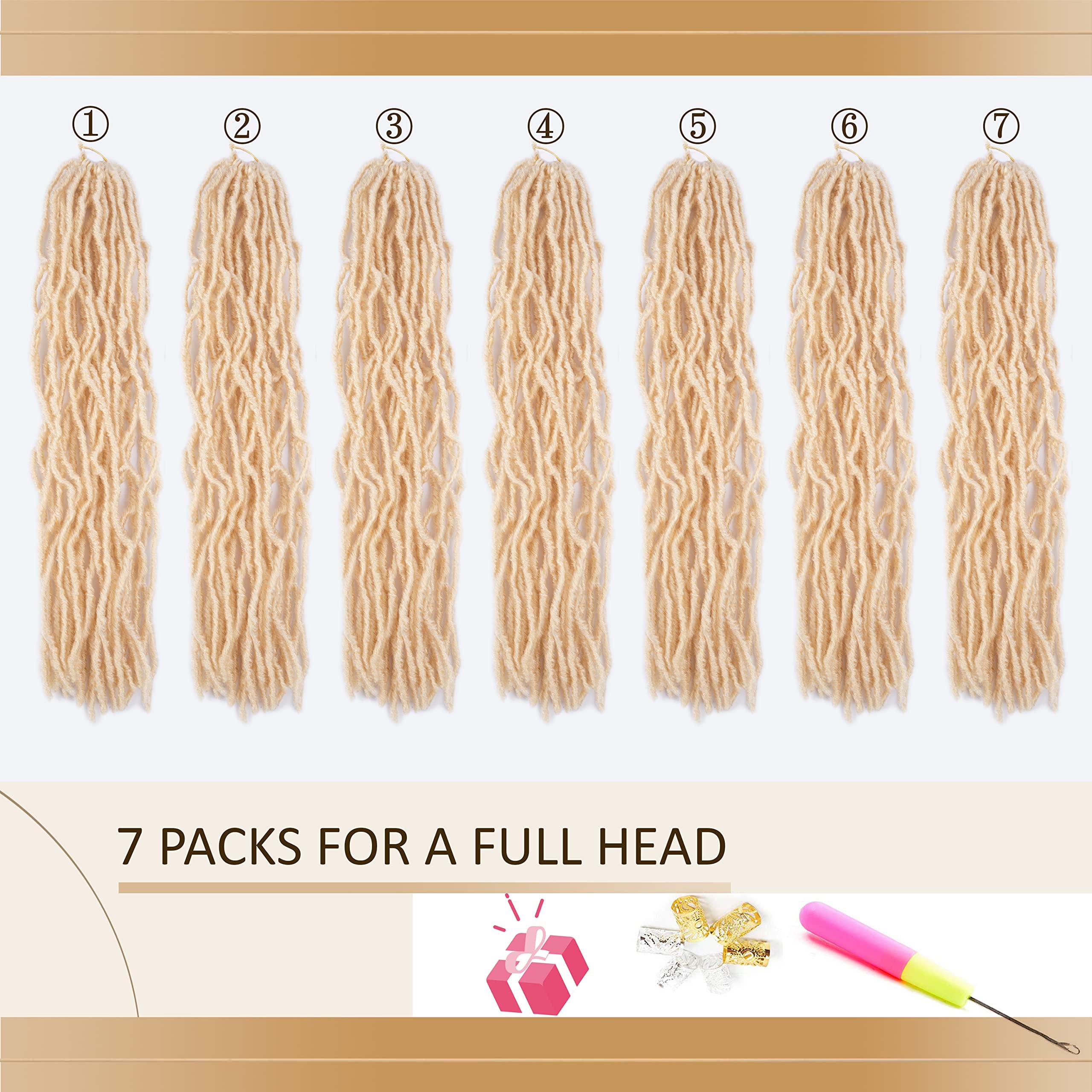 Love ORNAN Blonde Faux Locs Crochet Hair Soft Locs 18 inch 7 Packs Short Pre Looped Crochet Locs Goddess Locs Crochet Hair For Black Women Braiding Hair Extensions (18 Inch (Pack of 7), 613#)