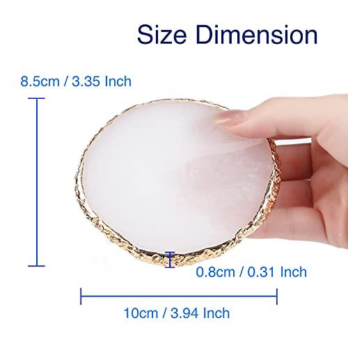 Eessmo 2Pack Resin Nail Art Palette,Nail Art Color Mixing Palette,Nail Art Painting Gel Palette Manicure Tool, Cosmetic Artist Mixing Palette(White and Pink)