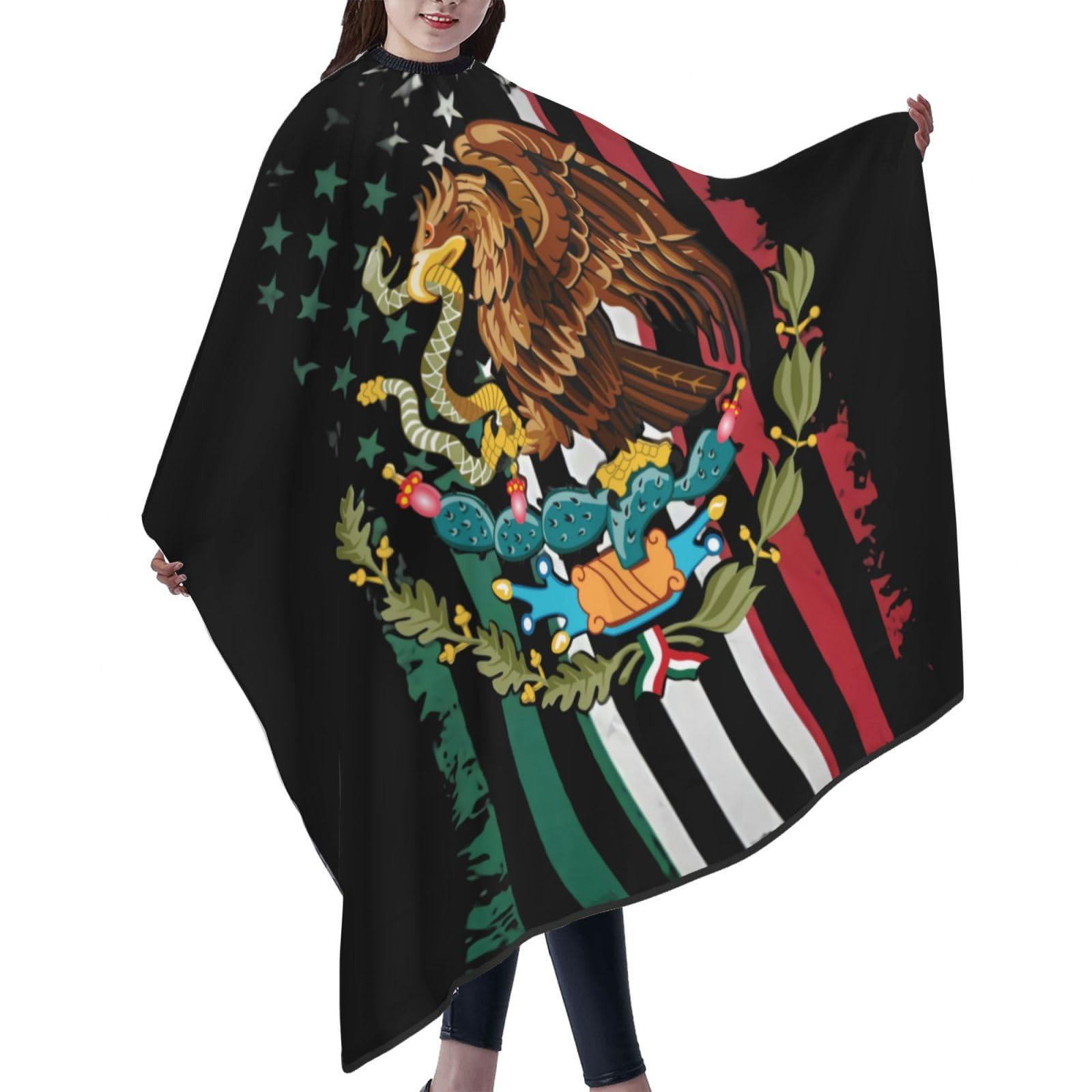 YSYZSDS Mexico Flag Salon Barber Cape For Men/Women - Professional Hairdressing Waterproof Hair Cutting Cape With Adjustable Snap Closure-Haircut Apron For Hair Stylist And Home Use-55\'\'X66\'\'