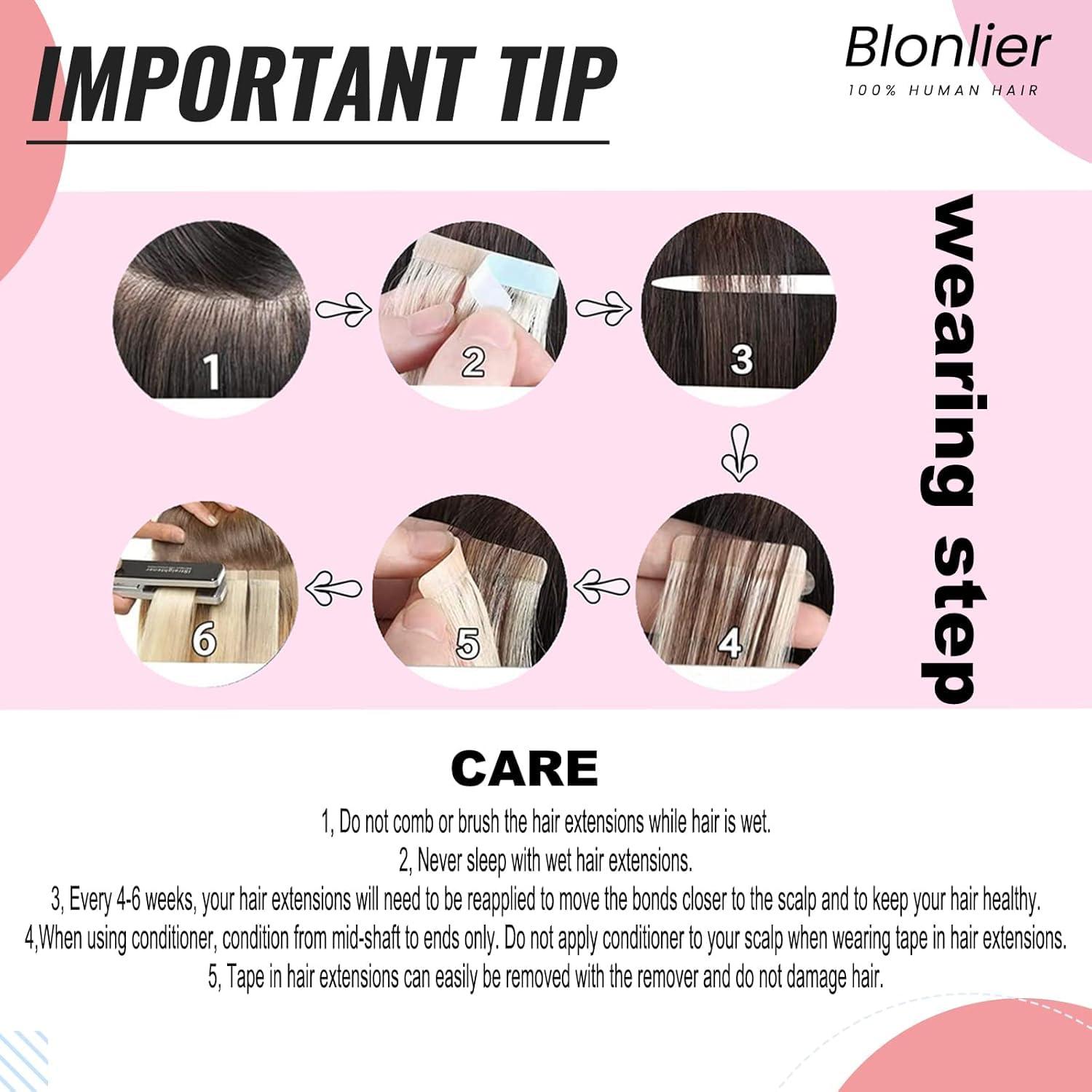 Blonlier 20\" Tape Hair Extensions Human Hair, Kinky Curly Human Hair Tape in Hair Extensions 10A Natural Black 40PCS/100G/Pack Seamless Skin Weft Kinky Culy Hair Extensions Tape ins Hair for Women