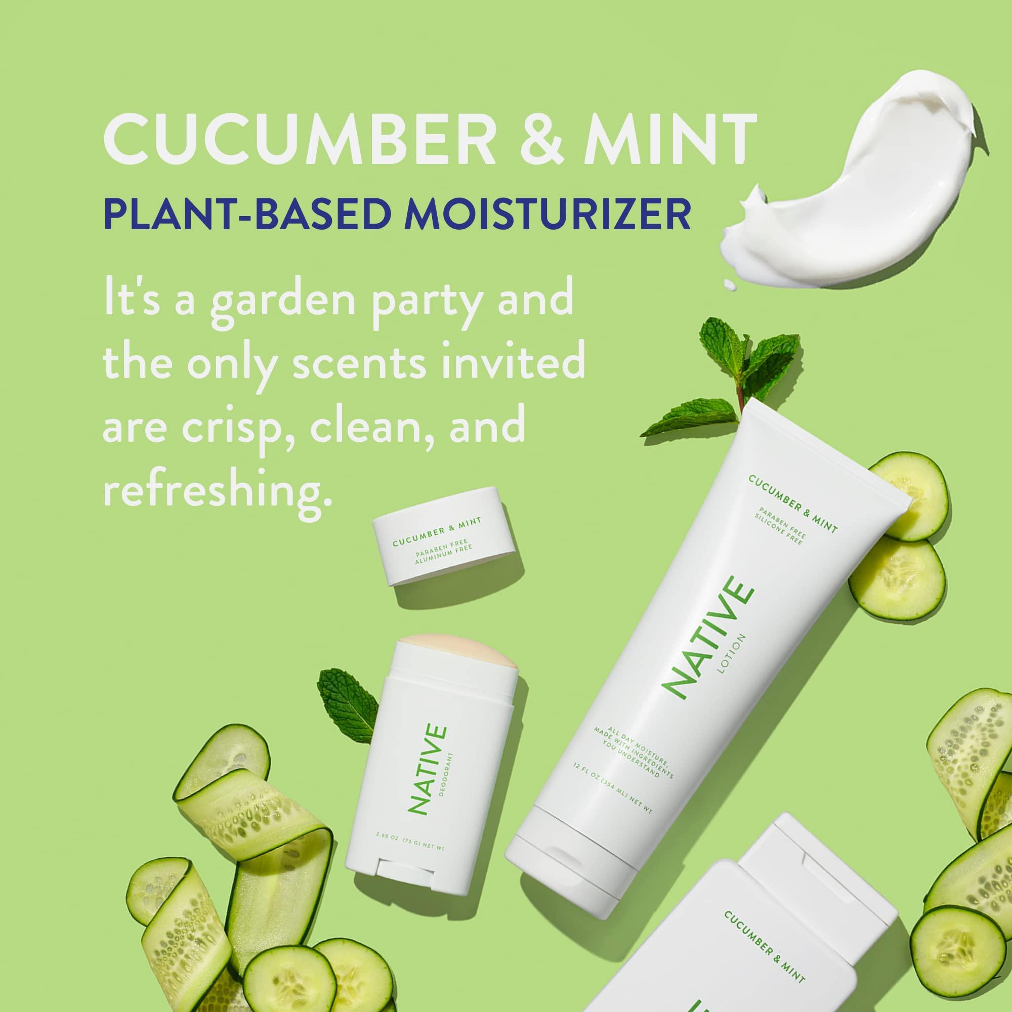 Native Native Body Lotion Contains Naturally Derived Ingredients | for Women and Men, Body Moisturizers for Dry Skin | Cucumber and Mint, 12 fl oz