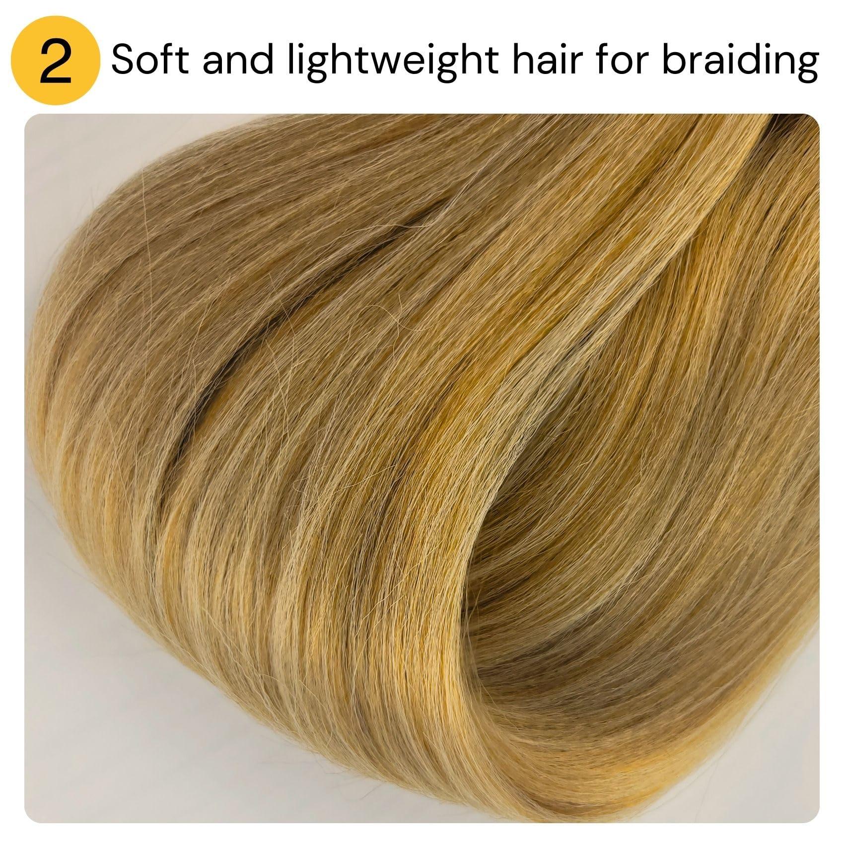 Wuqibawu Honey Blonde Braiding Hair Pre stretched Box Braiding Hair Extensions Knotless Braids 3 Packs