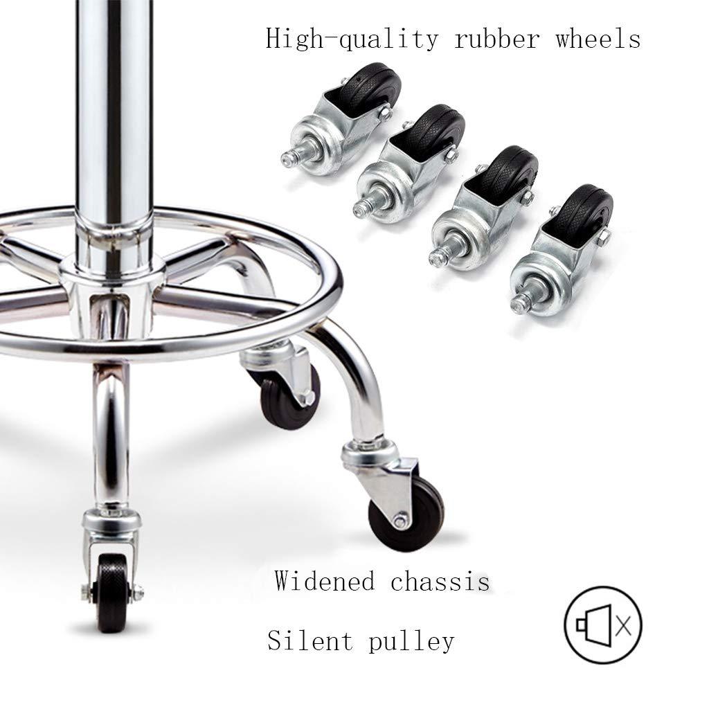 ZHOUXIAO Ottoman Rolling Stool with Wheels, Swivel Height Adjustment Stool,PU Leather Thick Seat Chair Stool Spa Drafting Salon Tattoo Work Office Massage Stools (red)