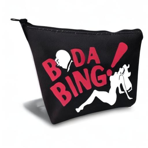 LEVLO LEVLO Sopranos TV Show Cosmetic Make Up Bag Tony and Carmela FansGift Bada Bing Sopranos Makeup Zipper Pouch Bag For Friend Family (Bada Bing Black)