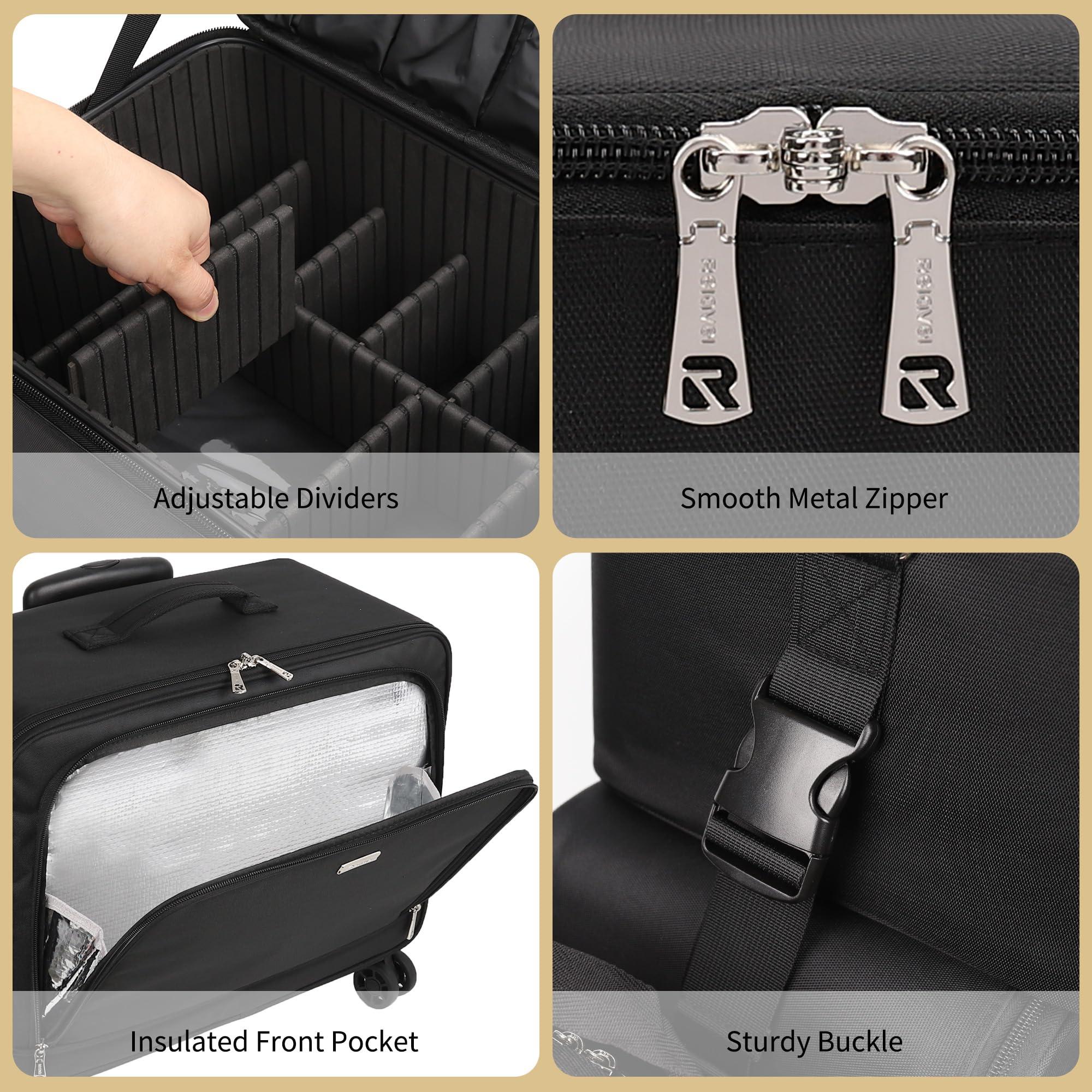 TANTO Rolling Makeup Train Case Professional Makeup Bag Makeup Artist Bag 4 in 1 Extra Large Makeup Bag with 7 Small Bag Makeup Case Trolley Cosmetic Case with Swivel Wheels and Adjustable Dividers