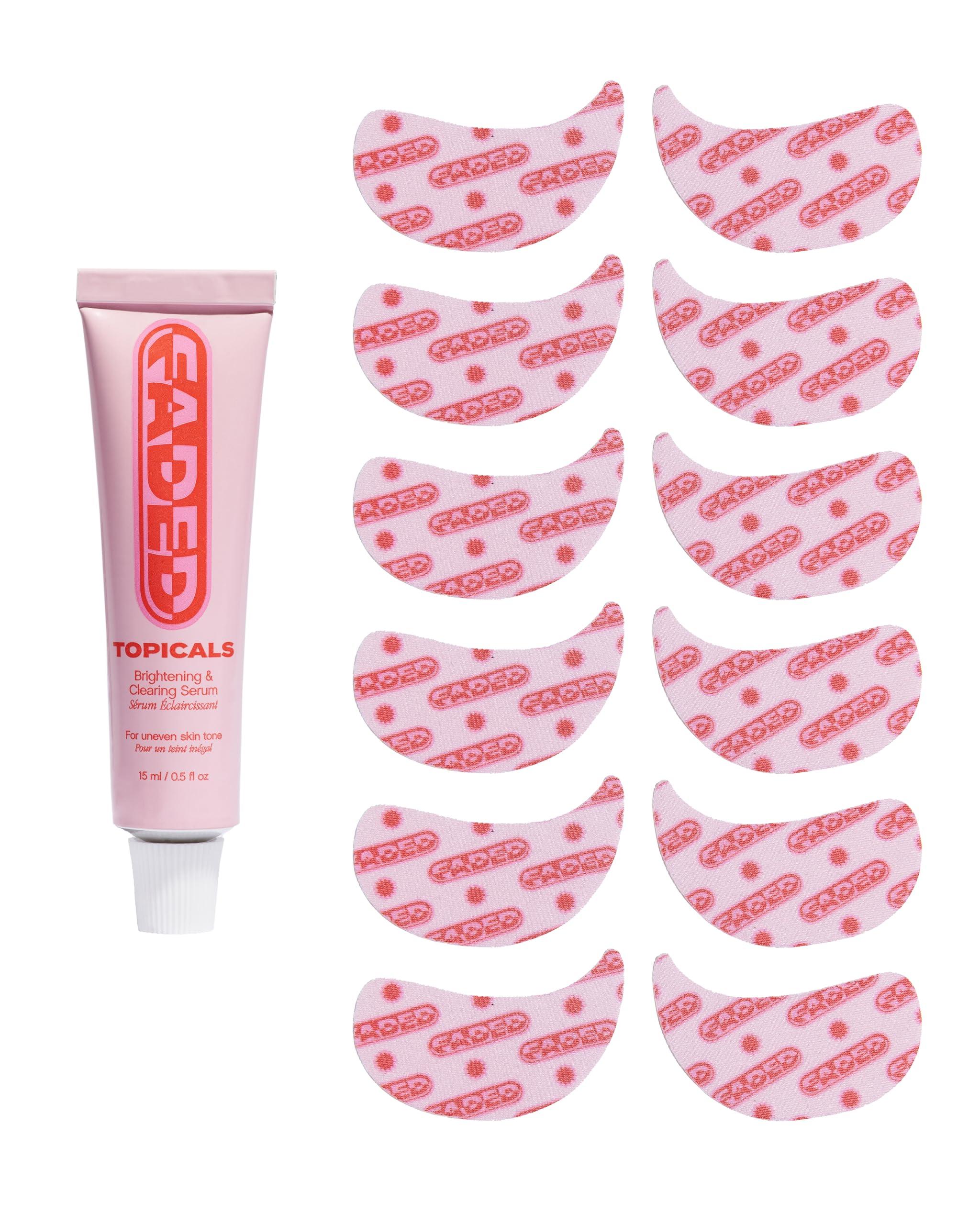 Topicals Topicals Faded Starter Kit, The Brightening & Clearing Bundle - Faded Serum for Dark Spots (0.5oz) and Faded Under Eye Masks (Set of 6)