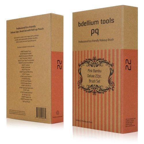 BDELLIUM TOOLS Bdellium Tools Professional Makeup Brush Pink Bambu Series - Deluxe 22pc. Brush Set with Roll-Up Pouch