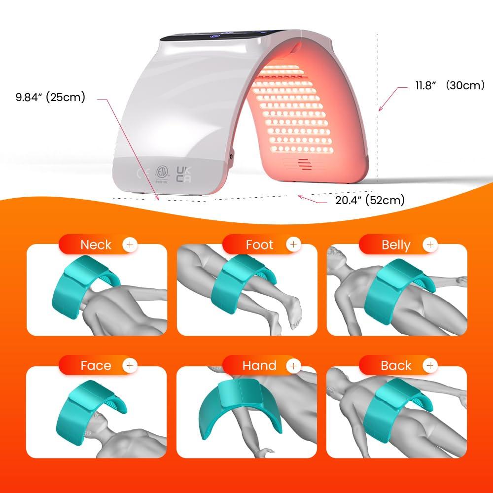 Bestqool Bestqool LED Mask Photon LED Light Therapy - 6 Colors with Near Infrared Light LED Face Mask for Skin Rejuvenation SPA Facial Body Skin Care Beauty Salon Device