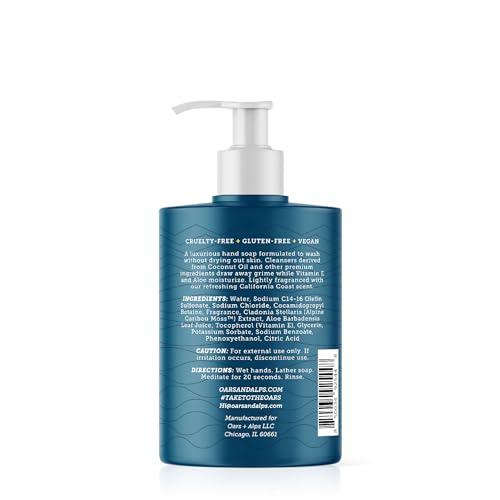 Oars + Alps Oars + Alps Hydrating Liquid Hand Soap, Made with Coconut Oil & Aloe Vera to Moisturize Dry Hands, Gentle Hand Wash with Vitamin E, California Coast Scent, 10 Fl. Oz Bottle (Pack of 2)