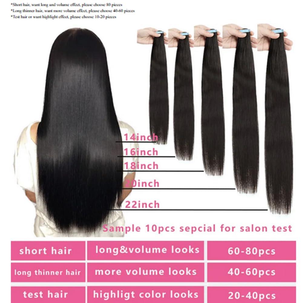 Kiss darling LASHES 26 Inch Silky Straight Tape In Human Hair Extensions Natural Black Color Brazilian Hair Seamless Tape On Hair Extensions Double Sided 100 Grams 40 Pieces Remy Tape In Hair